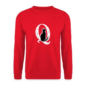 Buchstabe Q mit Katze - Unisex Pullover - Rot - Vorne - Alina (178cm) & Michal (187cm)