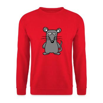 Maus Mäuschen Süße Kleine Ratte Nager Lustig Comic - Unisex Pullover - Rot - Vorne - Alina (178cm) & Michal (187cm)