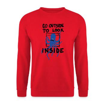 SORTEZ POUR REGARDER À L’INTÉRIEUR - Sweat-shirt Unisexe - rouge - Devant - Alina (178cm) & Michal (187cm)