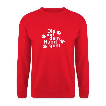 Dog Hund - Unisex Pullover - Rot - Vorne - Alina (178cm) & Michal (187cm)