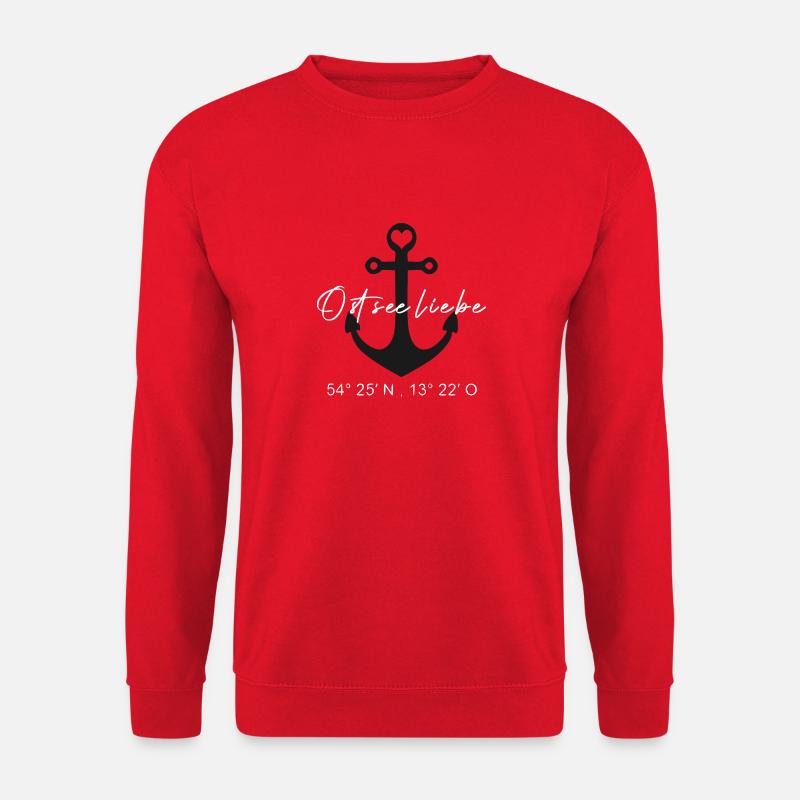 Ostseeliebe - Koordinaten Camping - Anker - Unisex Pullover - Rot
