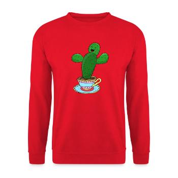 Cactus en tasse illustration drôle de vibrations positives - Sweat-shirt Unisexe - rouge - Devant - Alina (178cm) & Michal (187cm)