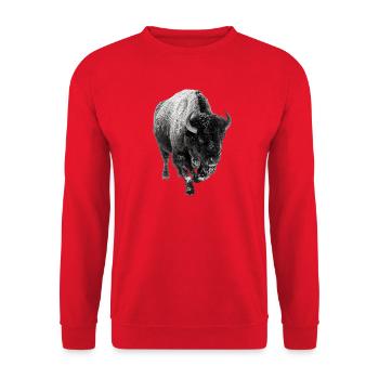 Bisons d’hiver dans la neige - Sweat-shirt Unisexe - rouge - Devant - Alina (178cm) & Michal (187cm)