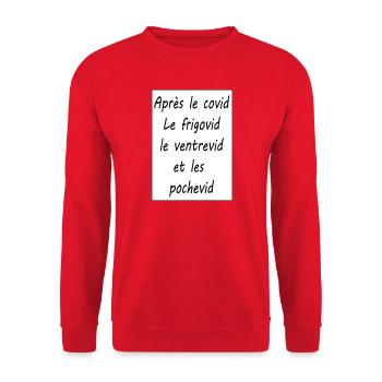 Après le covid - Sweat-shirt Unisexe - rouge - Devant - Alina (178cm) & Michal (187cm)