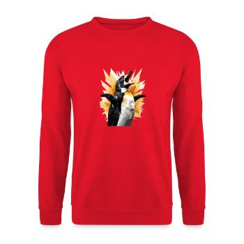 Screaming penguin/Screaming penguin - Unisex Sweatshirt - red - Front - Alina (178cm) & Michal (187cm)
