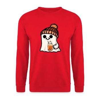 Halloween Fantôme Chapeau Citrouille Thé Café Automne Mignon - Sweat-shirt Unisexe - rouge - Devant - Alina (178cm) & Michal (187cm)