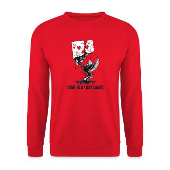 La guerre est un jeu perdu Déclaration anti-guerre - Sweat-shirt Unisexe - rouge - Devant - Alina (178cm) & Michal (187cm)