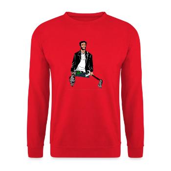 Urban Uprising with Axe and Skull - Unisex Sweatshirt - red - Front - Alina (178cm) & Michal (187cm)