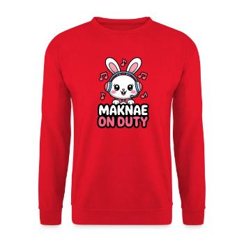 K-Pop Fan Funny Korea Maknae - Unisex Sweatshirt - red - Front - Alina (178cm) & Michal (187cm)