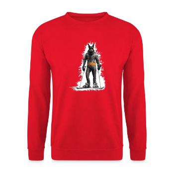 Doberman Dog Ski Skiing - Unisex Sweatshirt - red - Front - Alina (178cm) & Michal (187cm)