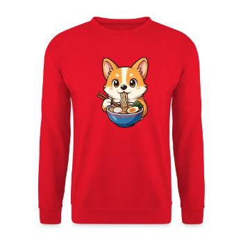 Corgi mange des nouilles ramen - Sweat-shirt Unisexe - rouge - Devant - Alina (178cm) & Michal (187cm)