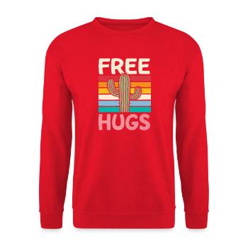 Cactus Arc-en-Ciel Free Hugs - Sweat-shirt Unisexe - rouge - Devant - Alina (178cm) & Michal (187cm)