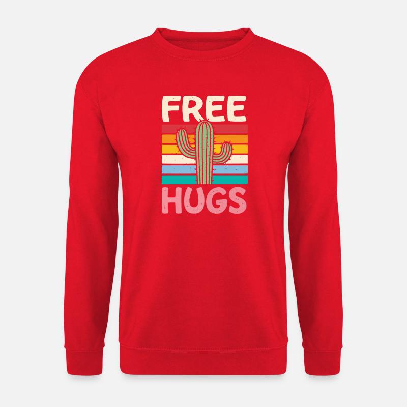 Rainbow Cactus Kostenlose Umarmungen - Unisex Pullover - Rot