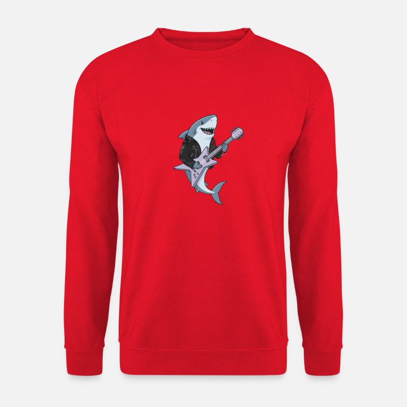 Shark Rocker mit E-Gitarre - Unisex Pullover - Rot