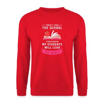 Direktor Schulleitung Schule Rektor Schulleiter - Unisex Pullover - Rot - Vorne - Alina (178cm) & Michal (187cm)