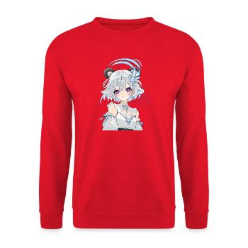 Blue and white anime girl with flowers - Unisex Sweatshirt - red - Front - Alina (178cm) & Michal (187cm)