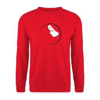 Lila weibliche Silhouette - Unisex Pullover - Rot - Vorne - Alina (178cm) & Michal (187cm)