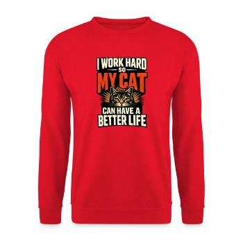 Je travaille dur pour que mon chat ait une vie de luxe - Sweat-shirt Unisexe - rouge - Devant - Alina (178cm) & Michal (187cm)