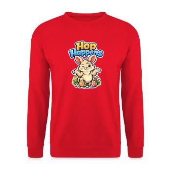Süßer Osterhase mit buntem Ei und Schriftzug - Unisex Pullover - Rot - Vorne - Alina (178cm) & Michal (187cm)