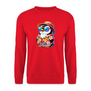 Tropen-Pinguin mit Sonnenbrille - Unisex Pullover - Rot - Vorne - Alina (178cm) & Michal (187cm)