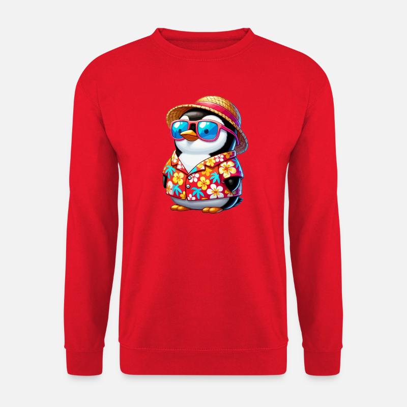 Tropen-Pinguin mit Sonnenbrille - Unisex Pullover - Rot