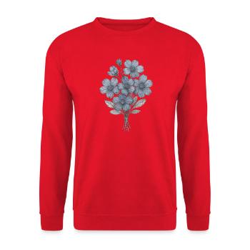 Blue Floral Bouquet Watercolor - Unisex Sweatshirt - red - Front - Alina (178cm) & Michal (187cm)