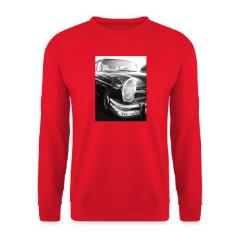 Vintage Automobile in Black and White - Unisex Sweatshirt - red - Front - Alina (178cm) & Michal (187cm)