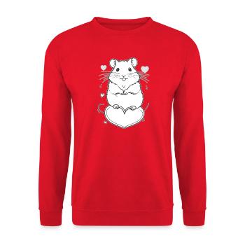 Cute hamster with heart frame - Unisex Sweatshirt - red - Front - Alina (178cm) & Michal (187cm)