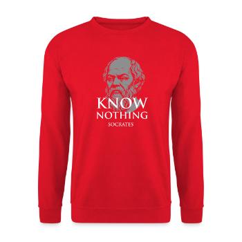 Nichts wissen Sokrates - Unisex Pullover - Rot - Vorne - Alina (178cm) & Michal (187cm)