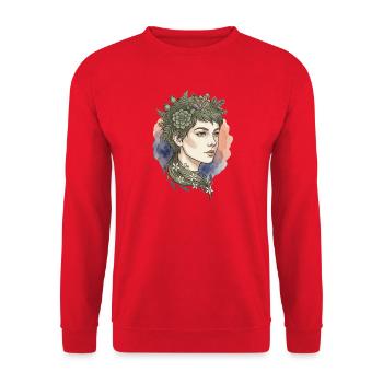 Floral Portrait Nymph Watercolor Beauty Charm - Unisex Sweatshirt - red - Front - Alina (178cm) & Michal (187cm)