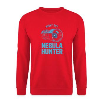 Nebula Hunter Night Sky Teleskop-Tee - Unisex Pullover - Rot - Vorne - Alina (178cm) & Michal (187cm)
