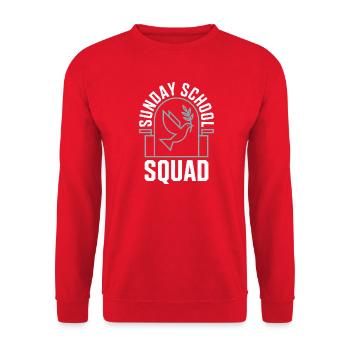 Sonntagsschul-Staffel - Unisex Pullover - Rot - Vorne - Alina (178cm) & Michal (187cm)