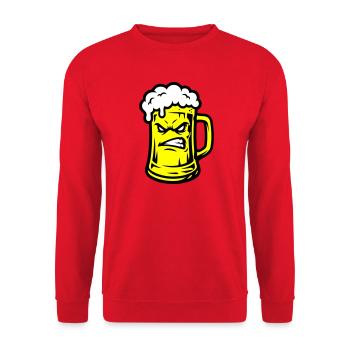 Bier Comic - Unisex Pullover - Rot - Vorne - Alina (178cm) & Michal (187cm)