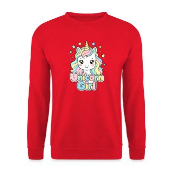 Cute Unicorn Gift, Unicorn Girl for Women and Girl - Unisex Sweatshirt - red - Front - Alina (178cm) & Michal (187cm)