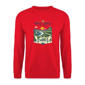 Mosel Wine Hiking Terrace First Sip Scenic Design - Unisex Sweatshirt - red - Front - Alina (178cm) & Michal (187cm)