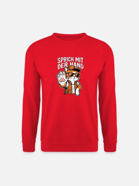 Sprich Mit Der Hand Kater - Unisex Pullover - Rot