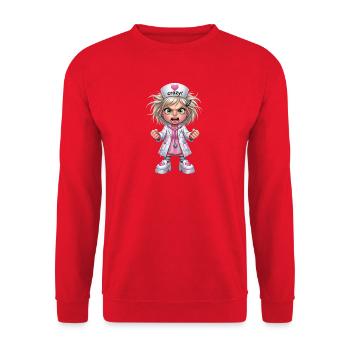 Dessin animé de l’infirmière folle - Sweat-shirt Unisexe - rouge - Devant - Alina (178cm) & Michal (187cm)