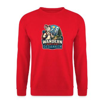 Wandern sortiert Gedanken - Unisex Pullover - Rot - Vorne - Alina (178cm) & Michal (187cm)