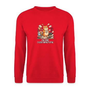 I'm Fine, Everything's Fine - Unisex Sweatshirt - red - Front - Alina (178cm) & Michal (187cm)