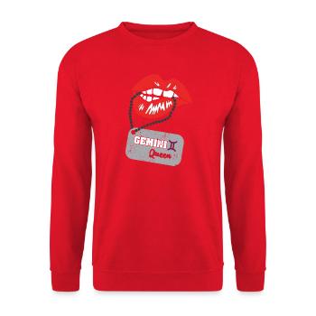 Sternzeichen Zwilling - Unisex Pullover - Rot - Vorne - Alina (178cm) & Michal (187cm)