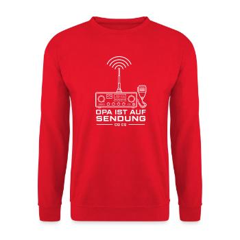 Opa ist auf Sendung Funker Radio T-Shirt - Unisex Pullover - Rot - Vorne - Alina (178cm) & Michal (187cm)