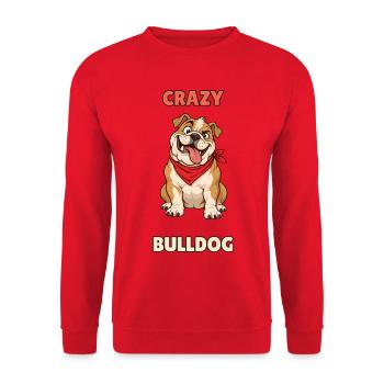 Verrückter Bulldogge – Lustiger englischer Bulldogge - Unisex Pullover - Rot - Vorne - Alina (178cm) & Michal (187cm)