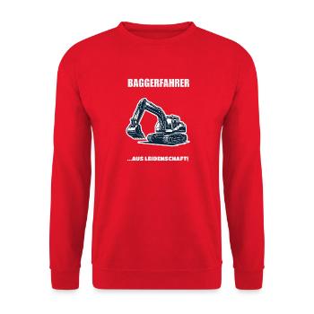 Baggerfahrer Aus Leidenschaft Baustelle Geschenk - Unisex Pullover - Rot - Vorne - Alina (178cm) & Michal (187cm)