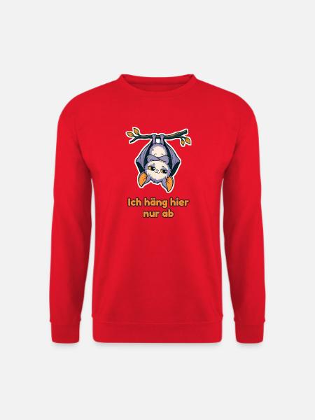 Ich häng hier nur ab – Fledermaus kopfüber - Unisex Pullover - Rot