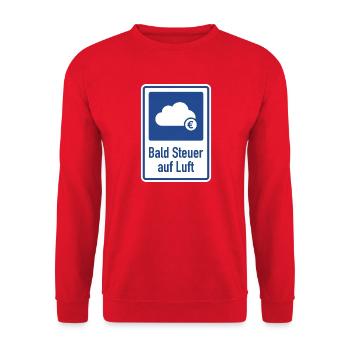 Bald Steuer auf Luft - Unisex Pullover - Rot - Vorne - Alina (178cm) & Michal (187cm)