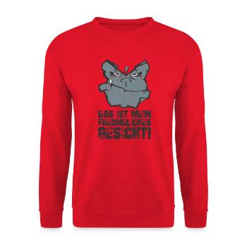 Das ist mein freundliches Gesicht - Unisex Pullover - Rot - Vorne - Alina (178cm) & Michal (187cm)