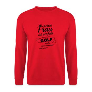 Perfekte Golffrau - Unisex Pullover - Rot - Vorne - Alina (178cm) & Michal (187cm)