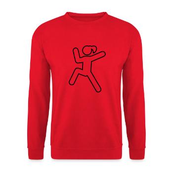 Bergsteigerin klettert den Berg hoch - Unisex Pullover - Rot - Vorne - Alina (178cm) & Michal (187cm)