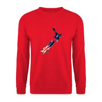 Vrai drapeau de la Nouvelle-Zélande - Carte du drapeau - Sweat-shirt Unisexe - rouge - Devant - Alina (178cm) & Michal (187cm)