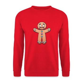 Happy Gingerbread Man Cartoon - Unisex Pullover - Rot - Vorne - Alina (178cm) & Michal (187cm)